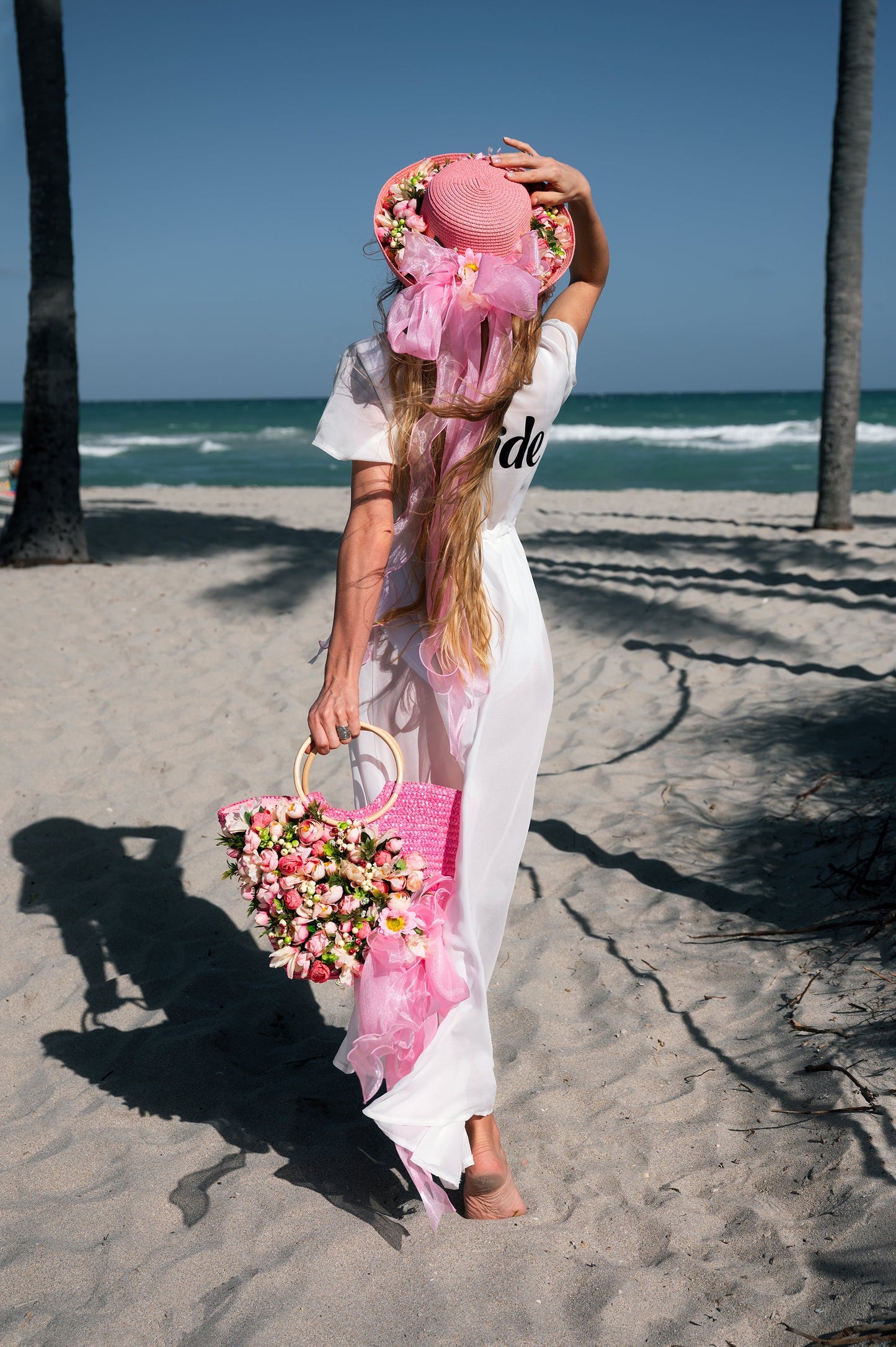 Bride Beach Floppy Sun Hat and Beach Bag- Style 2