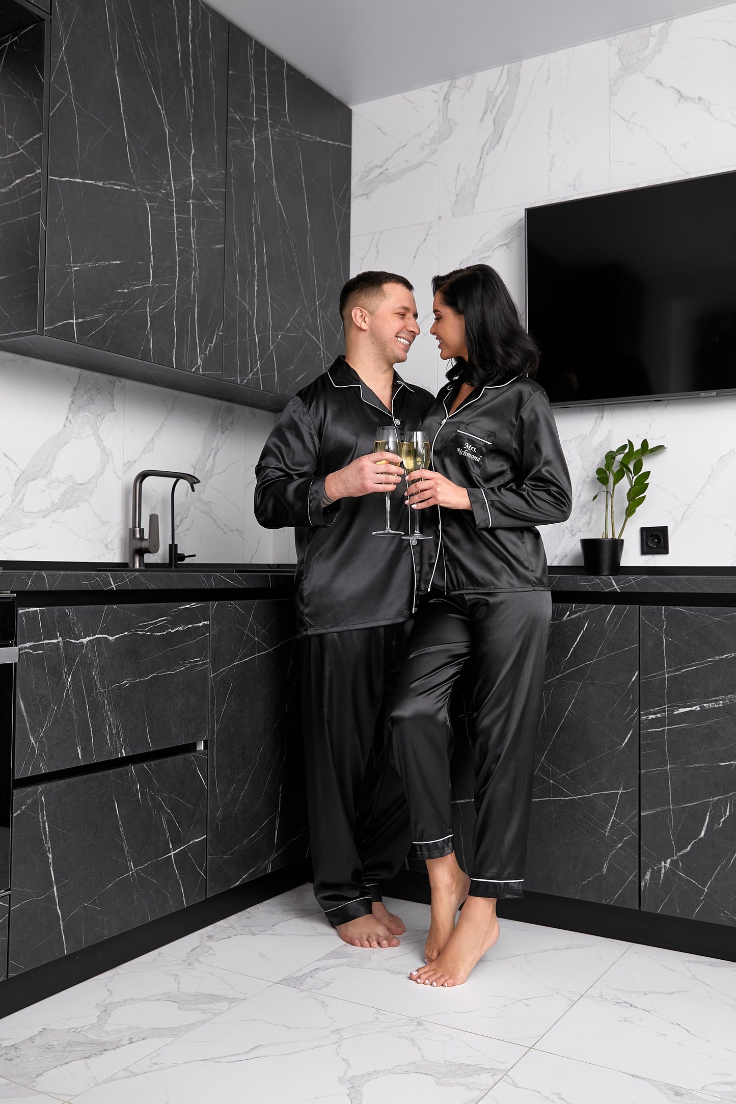 Christmas Matching Satin Pajamas for Couple