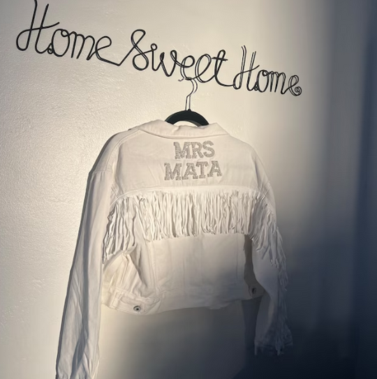 Custom White Bridal Jacket with Fringes