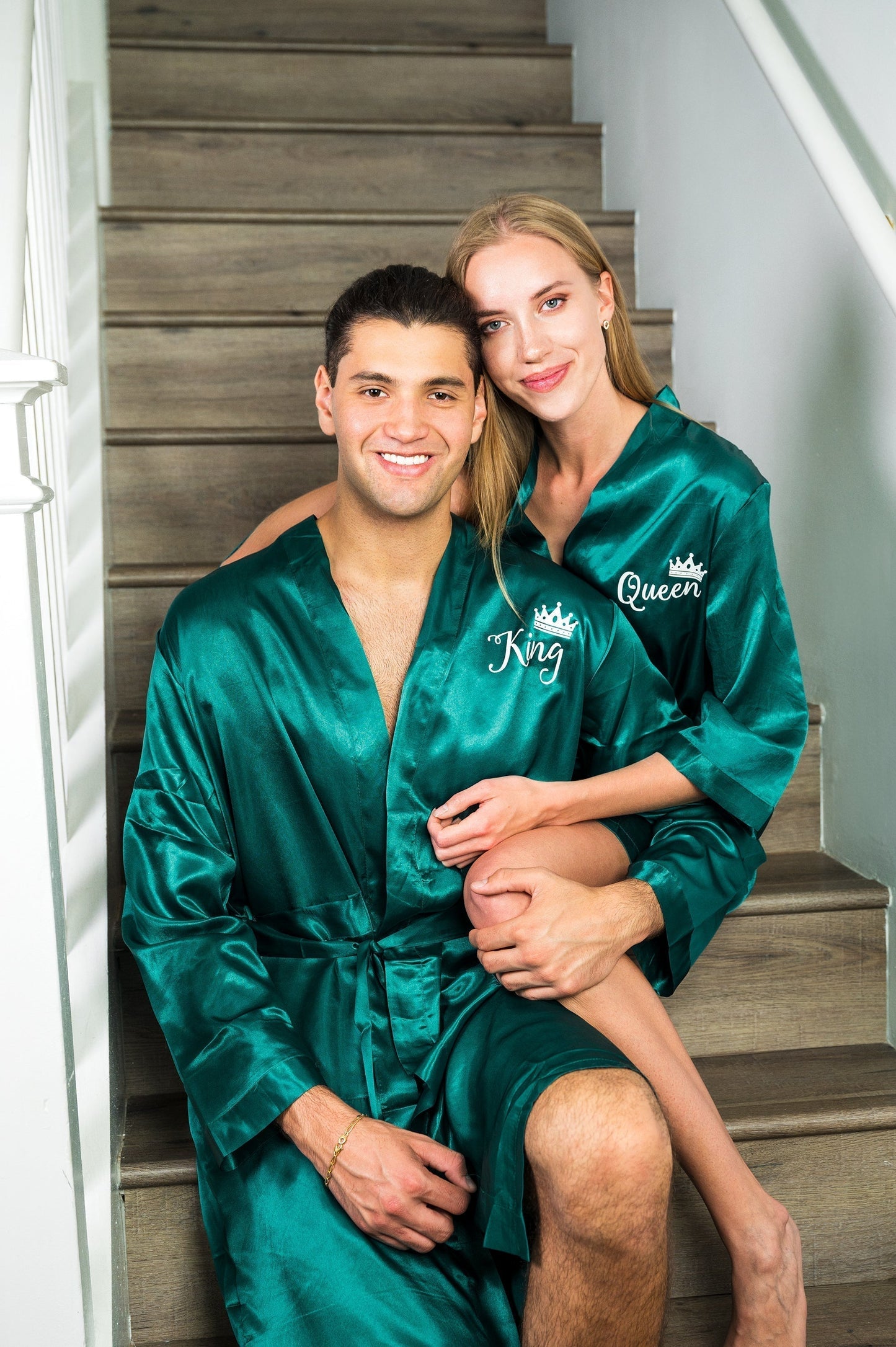 Matching Satin Robes Groom and Bride - Women / S/M / Green -