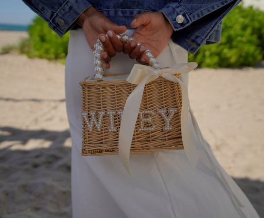 Custom  Bride Bag with Pearls Handle
