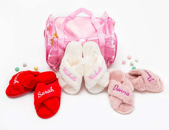 Custom Fluffy Cross Kids Slippers with Glitter