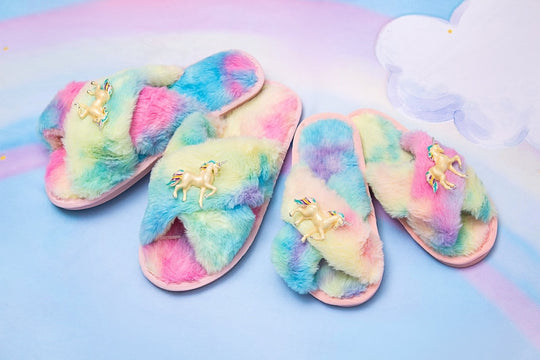 Unicorn Fluffy Slippers for Adults and Kids