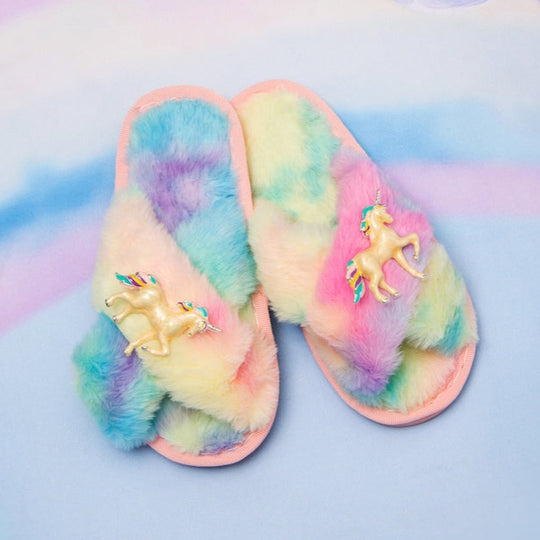 Unicorn Fluffy Slippers for Adults and Kids