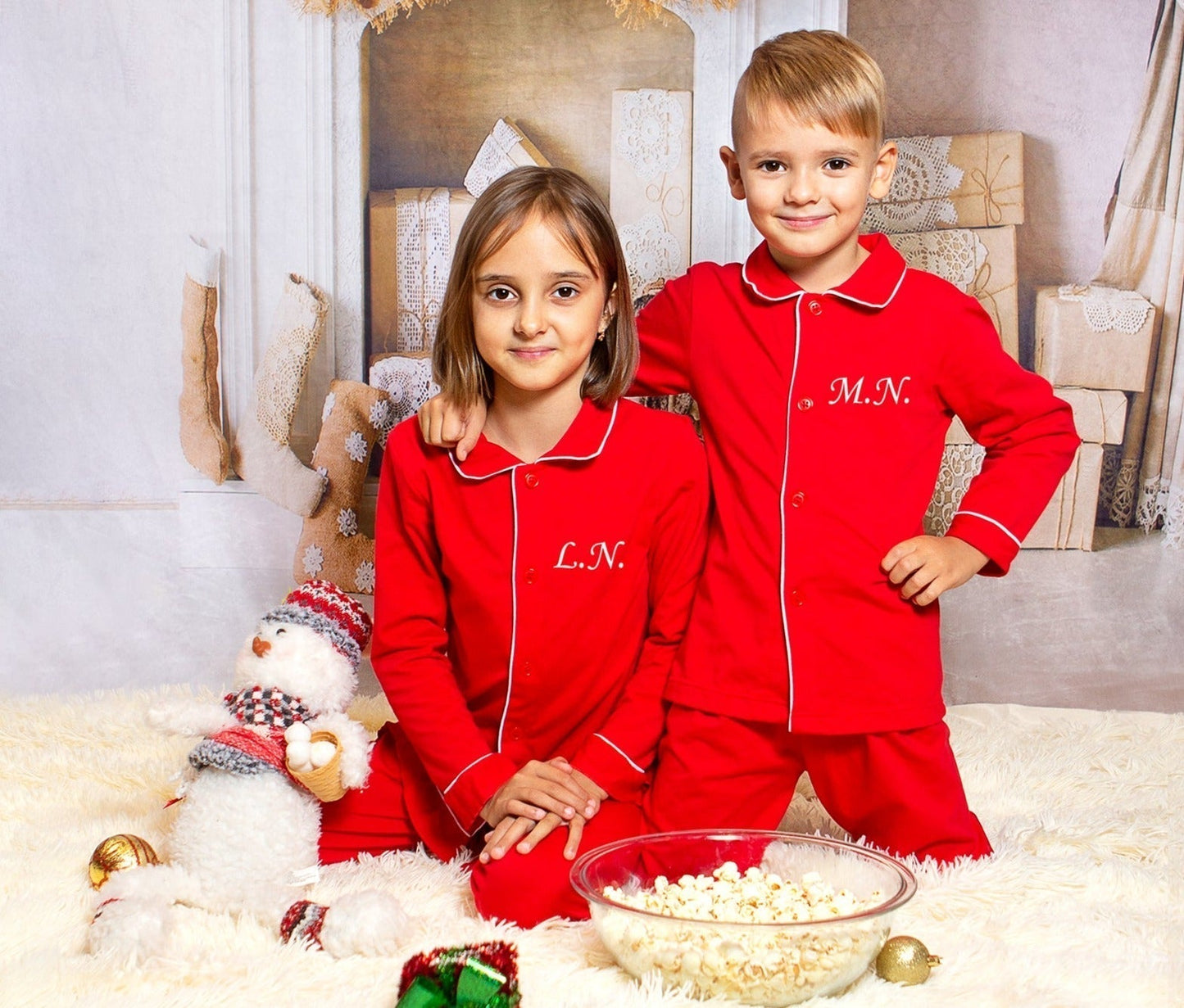 Custom Kids Cotton Christmas Ruffle Pajamas - Kids Pajamas