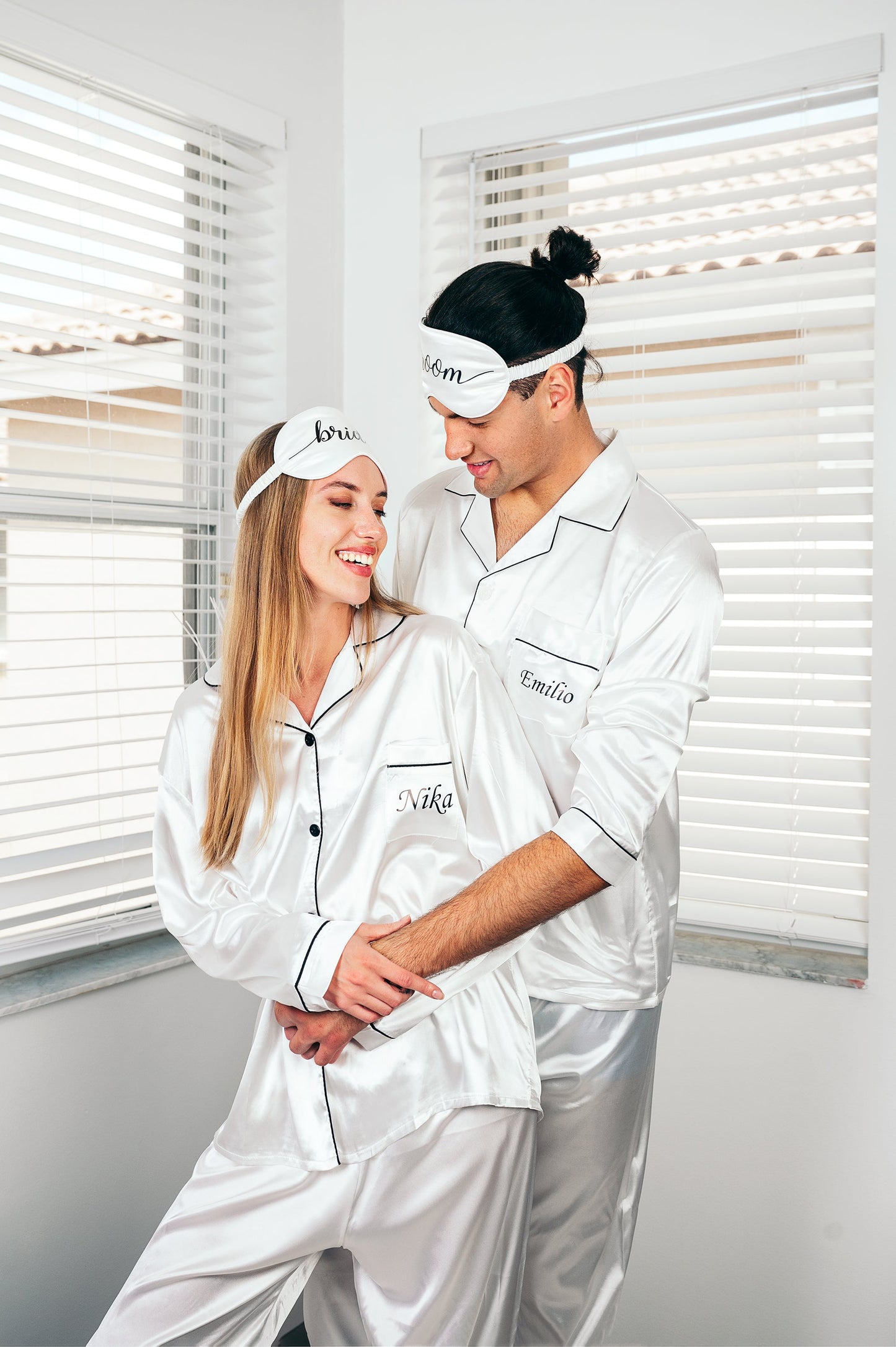 Matching Satin Pajama Sets for Couple Long Sleeves + Pants -