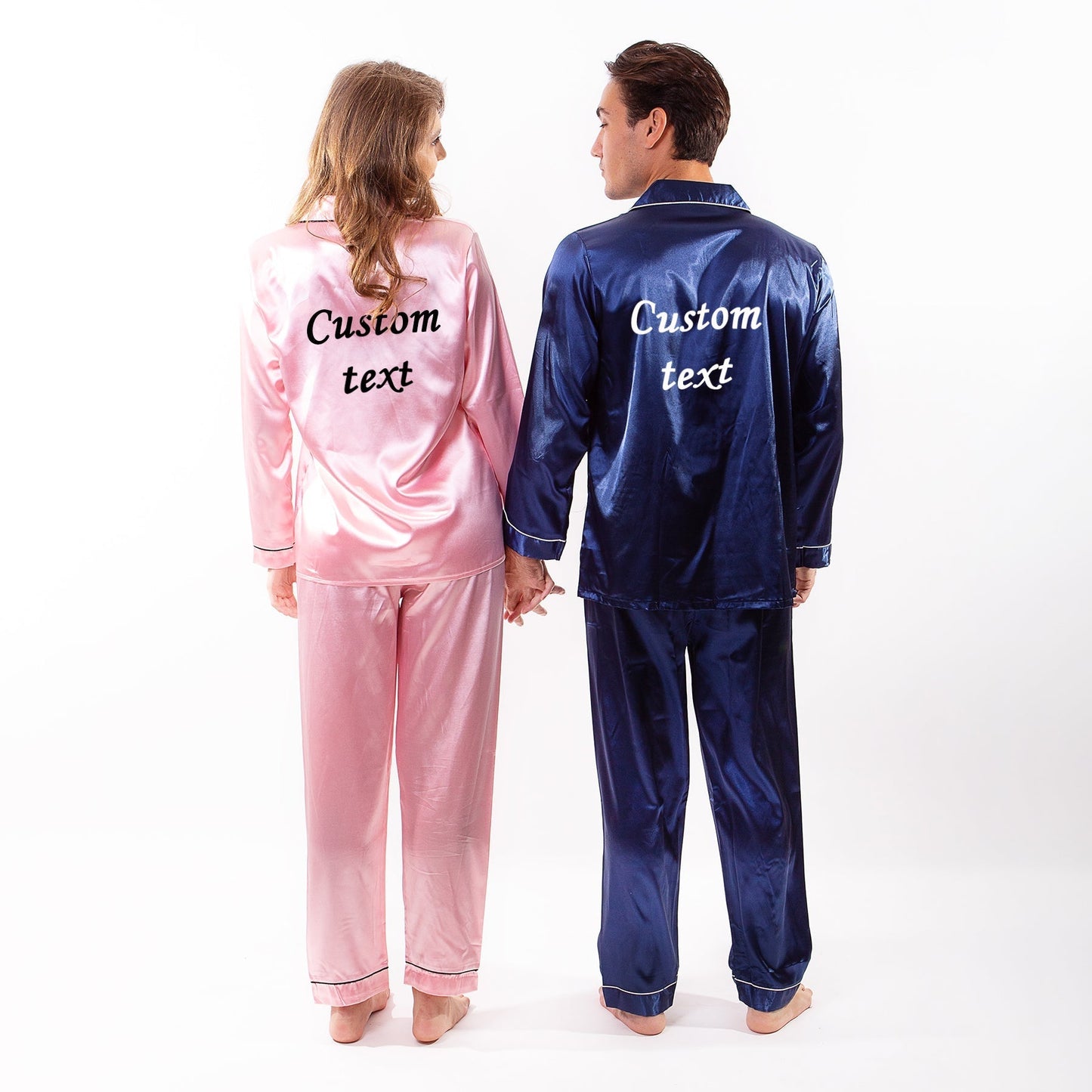 Matching Satin Pajama Sets for Couple Long Sleeves + Pants -