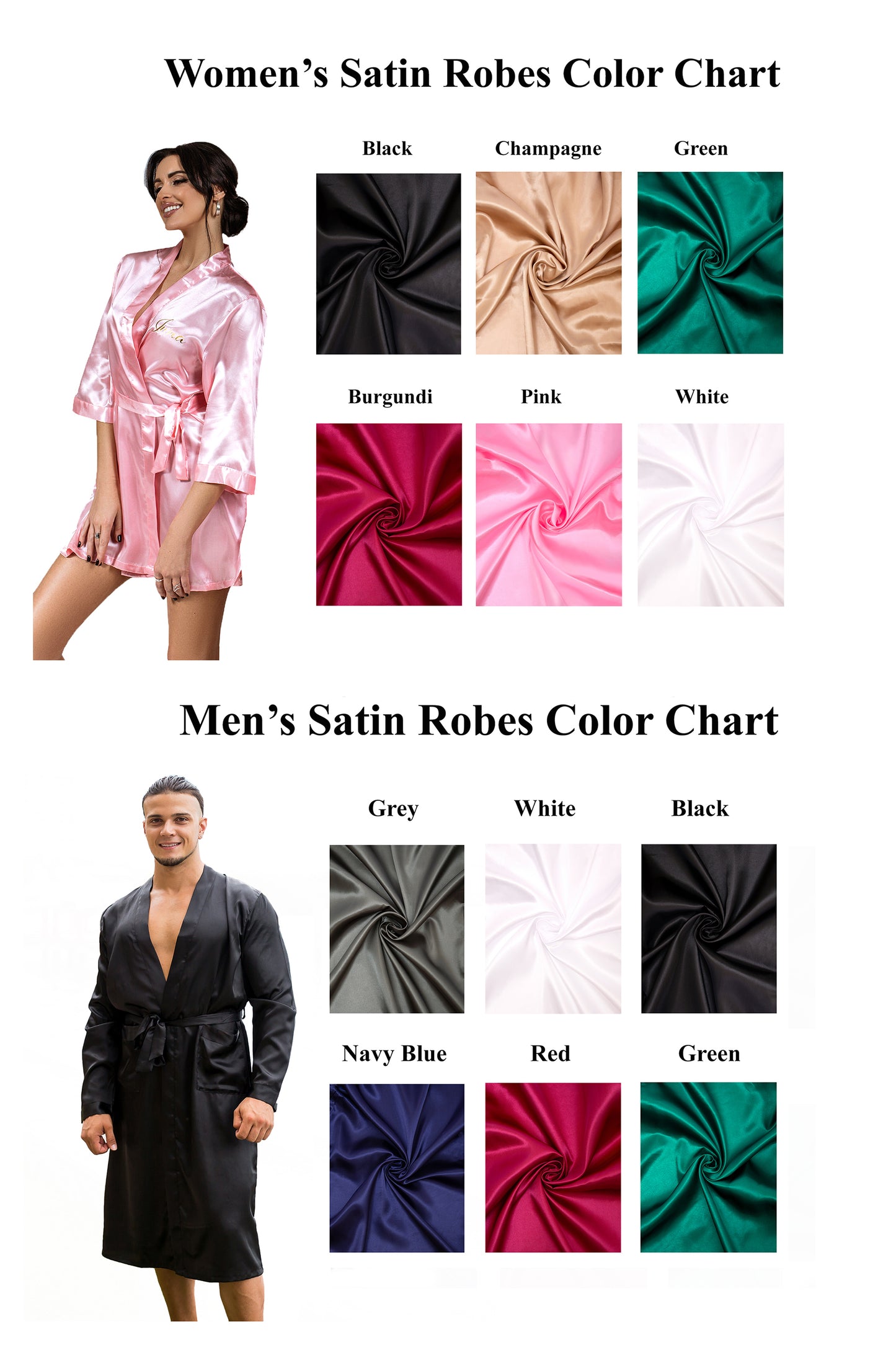Custom Wedding Satin Robes For Groom and Bride