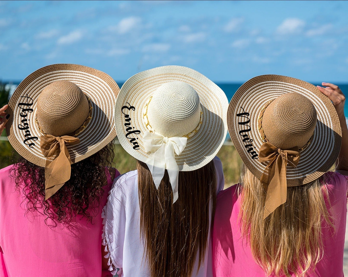 Women’s Striped Sun Hat with Bow - Floppy Sun Hats