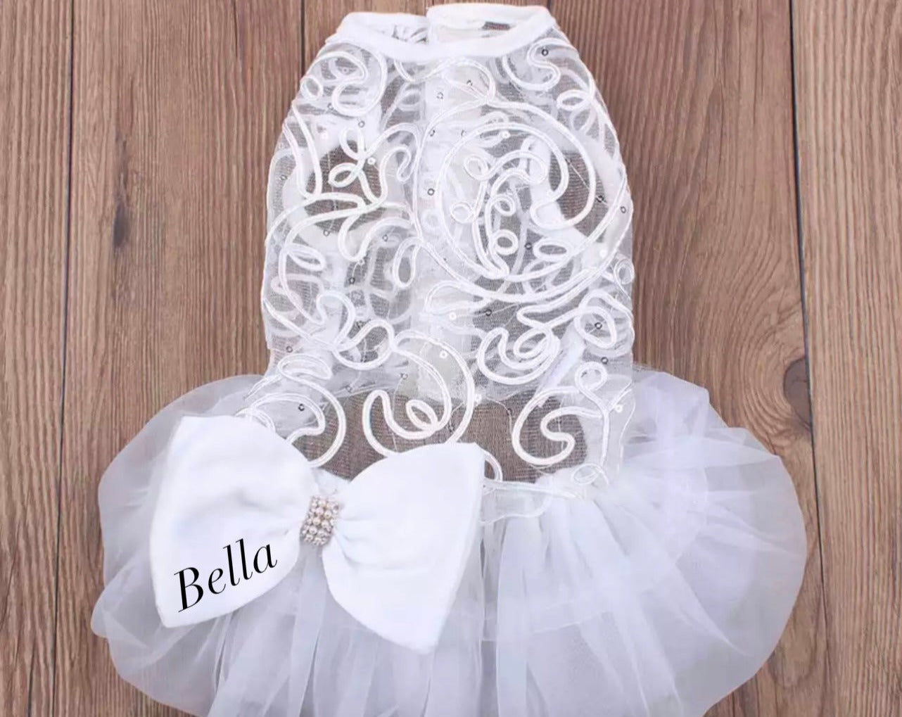 Dog Custom White Wedding Dress with Lace