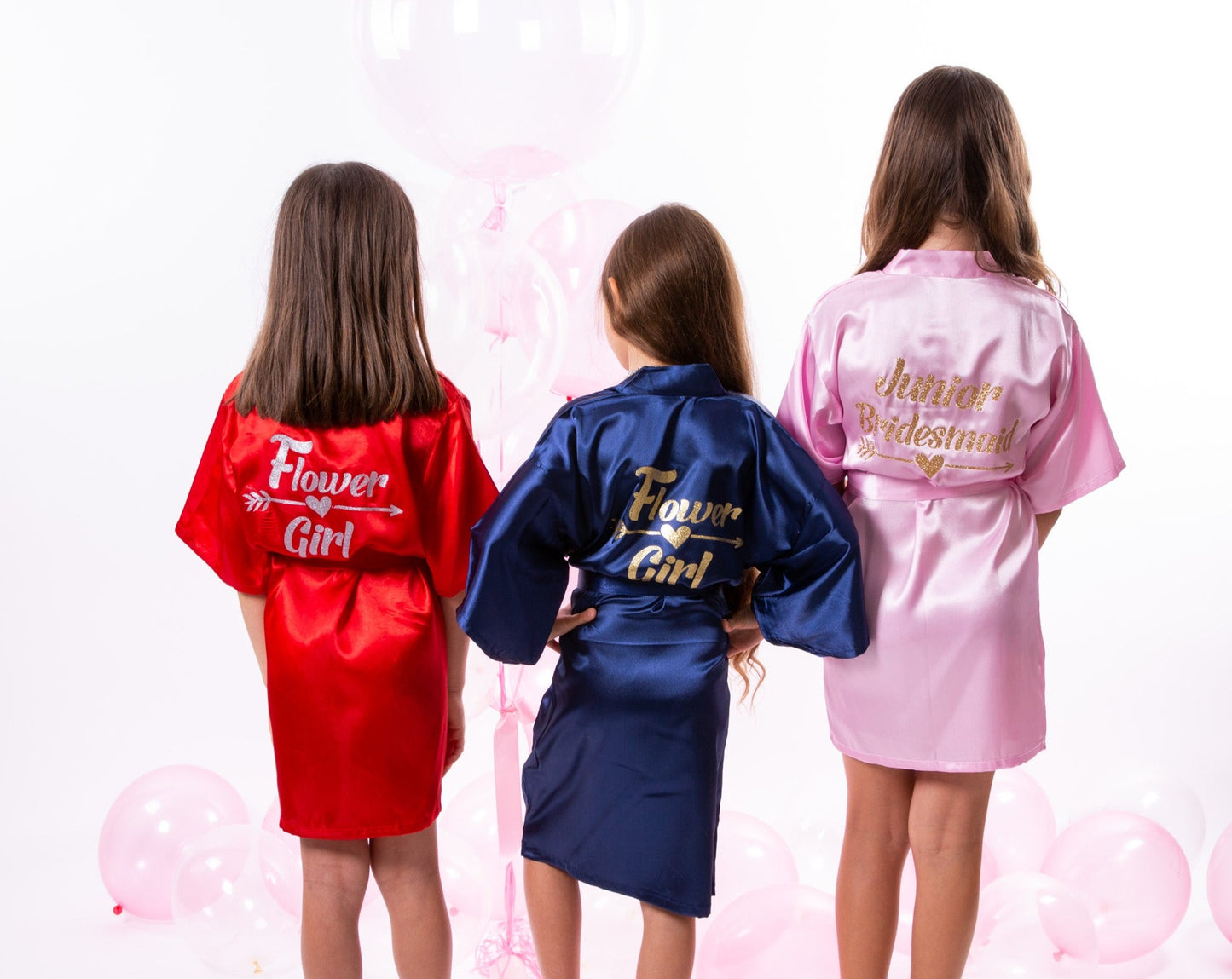 Customized Flower Girl Kids Satin Robes- Script