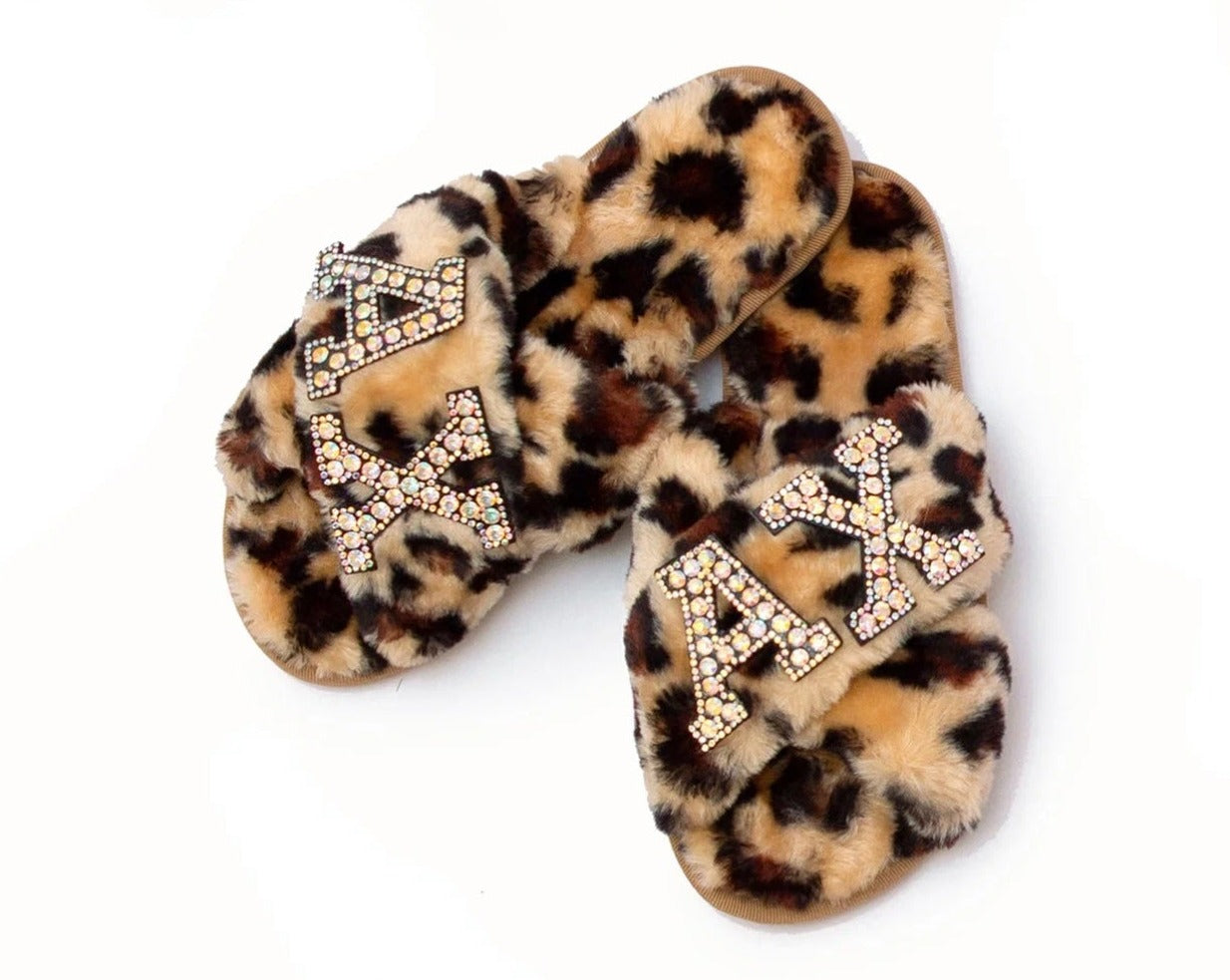 Bachelorette Party Leopard Fluffy Cross Slippers-patches
