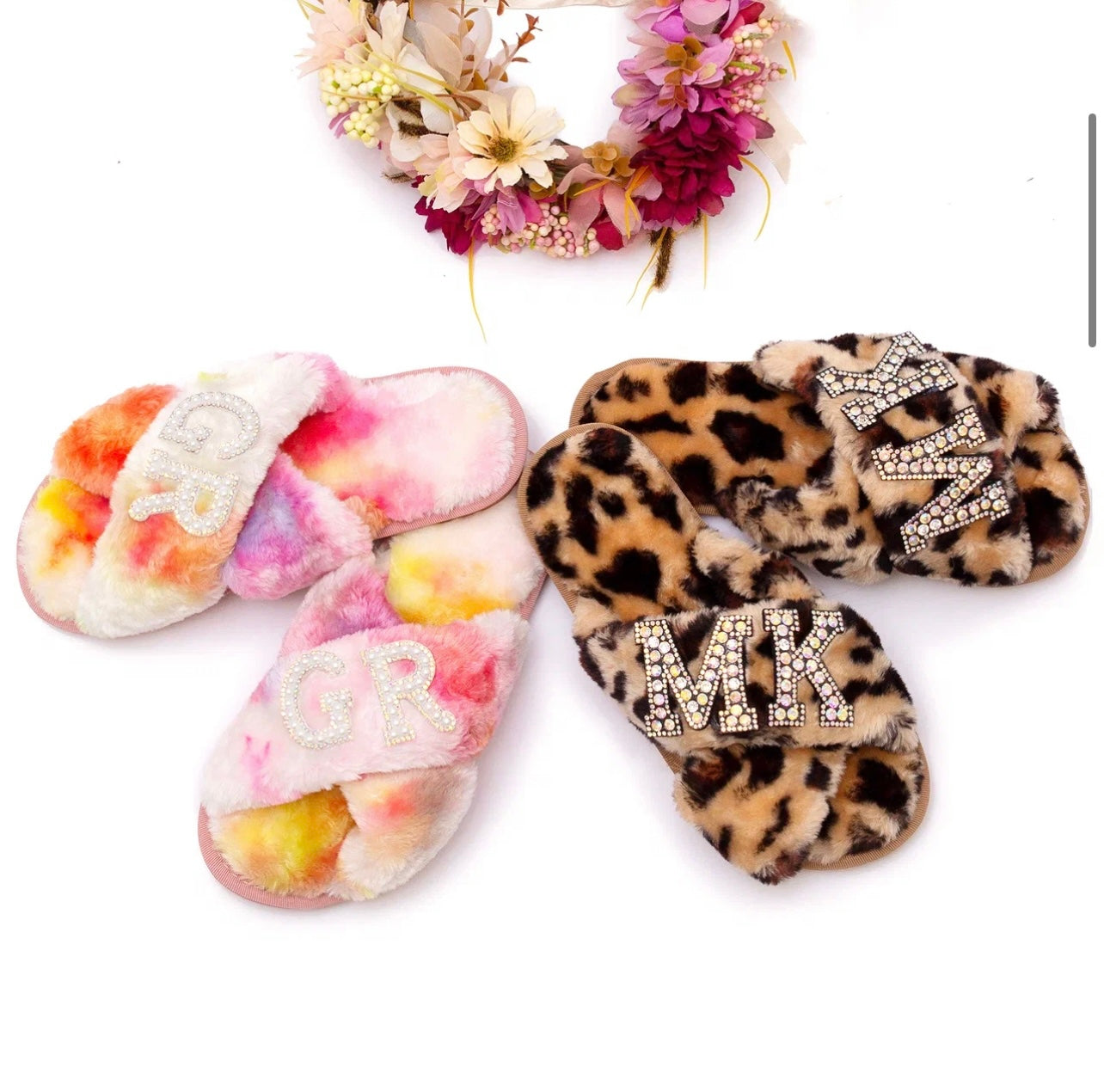 Mrs Pearls Fluffy Cross Slippers