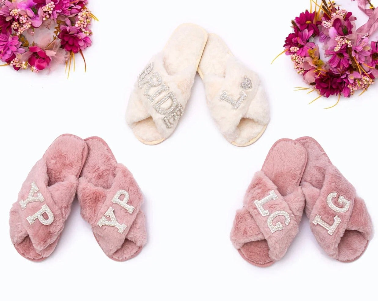 Mrs Pearls Fluffy Cross Slippers