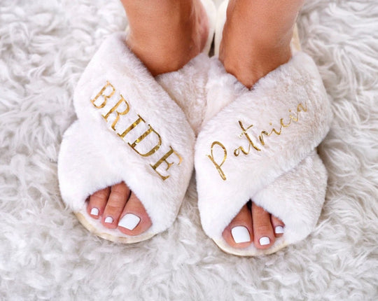 Personalized Fluffy Cross Slippers