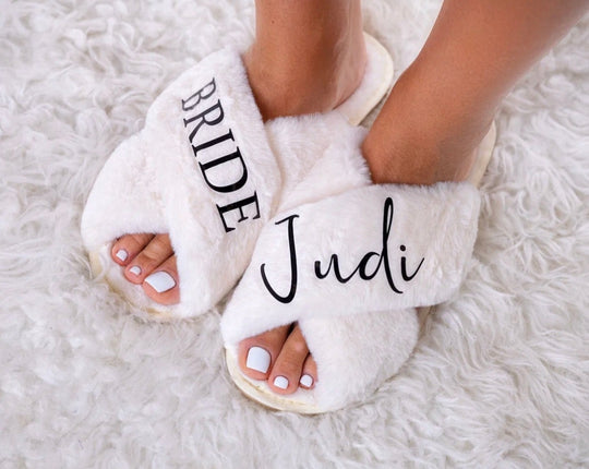 Personalized Fluffy Cross Slippers