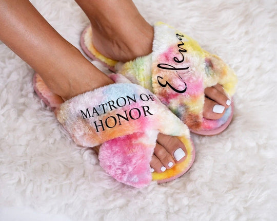 Personalized Fluffy Cross Slippers