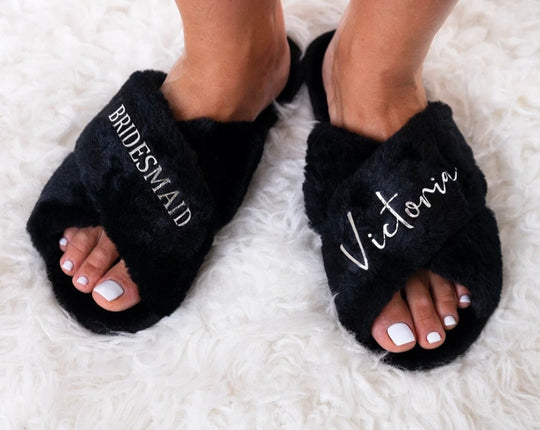 Personalized Fluffy Cross Slippers