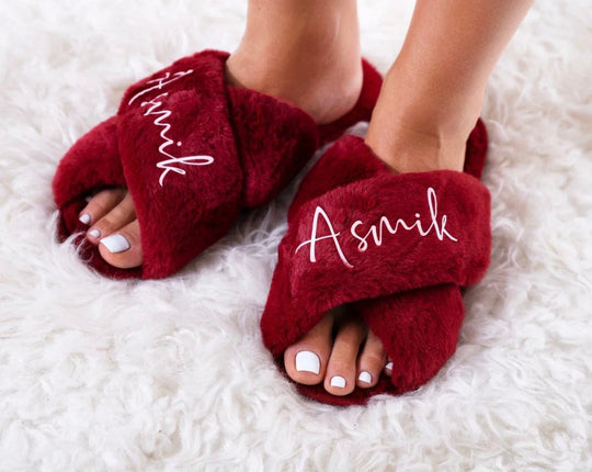 Personalized Fluffy Cross Slippers