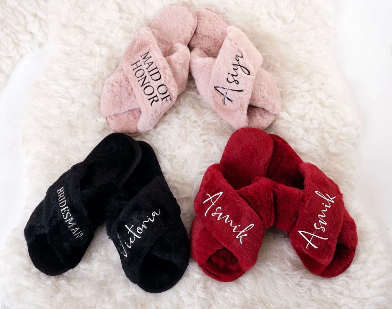Personalized Fluffy Cross Slippers style 2