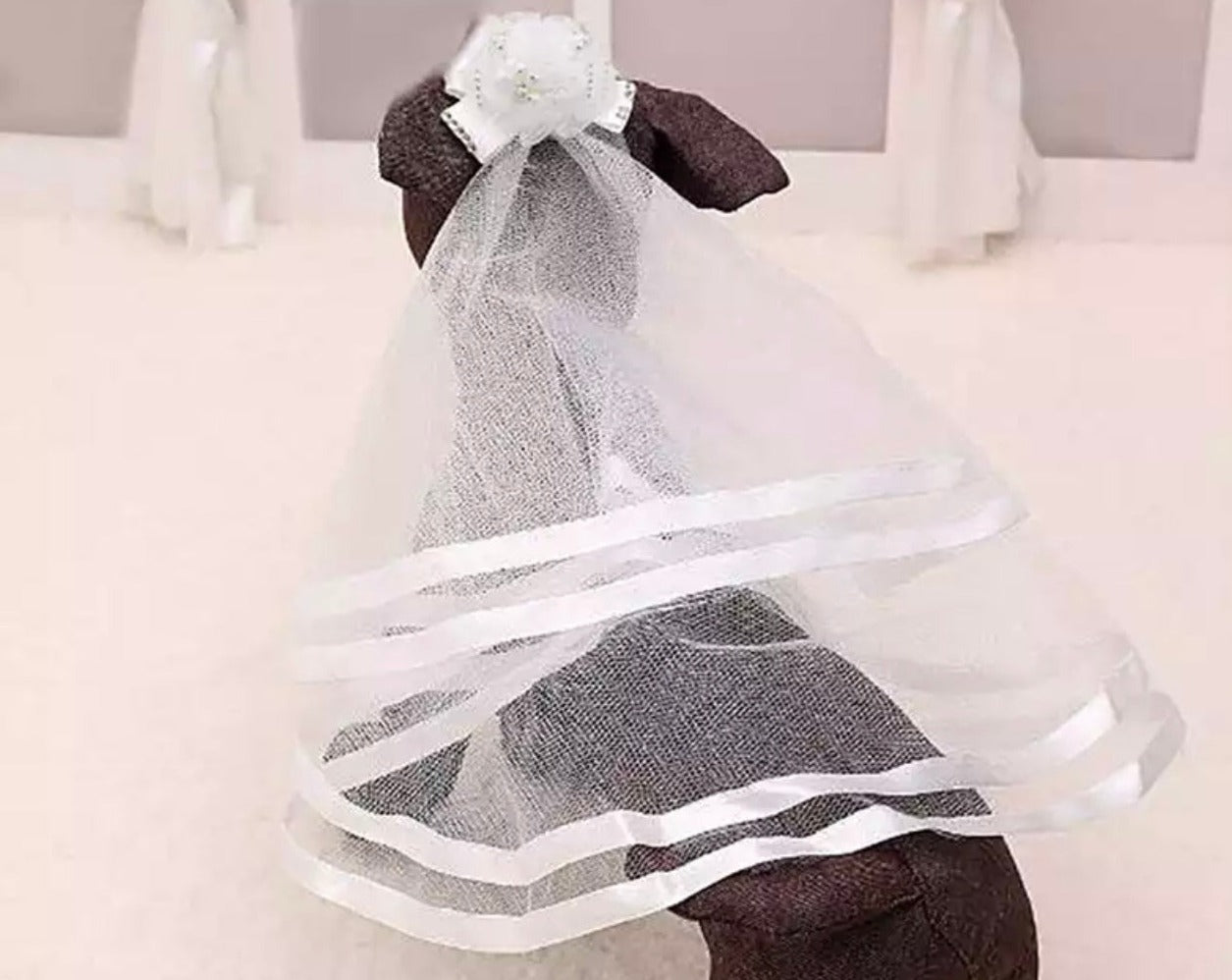 Pet Wedding Veil Pearl Bow