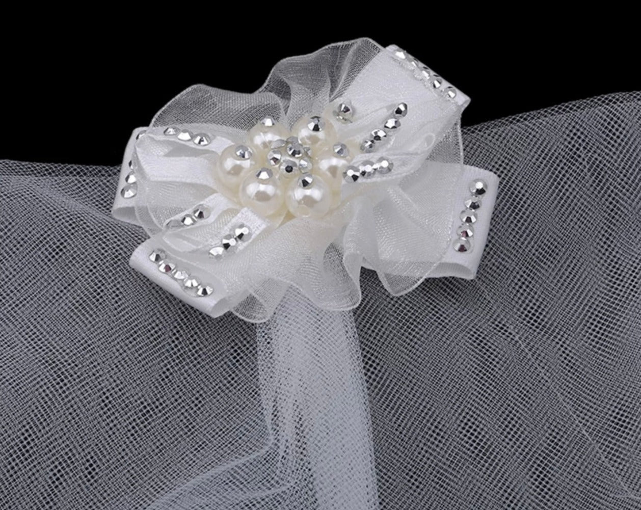 Pet Wedding Veil Pearl Bow
