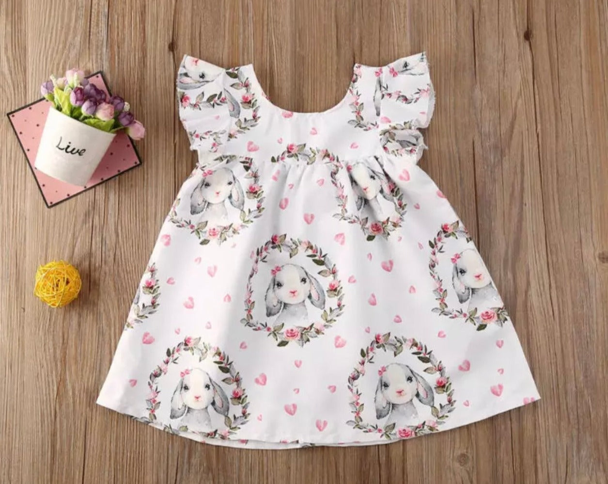 Baby Girl Custom Dress Bunny Print