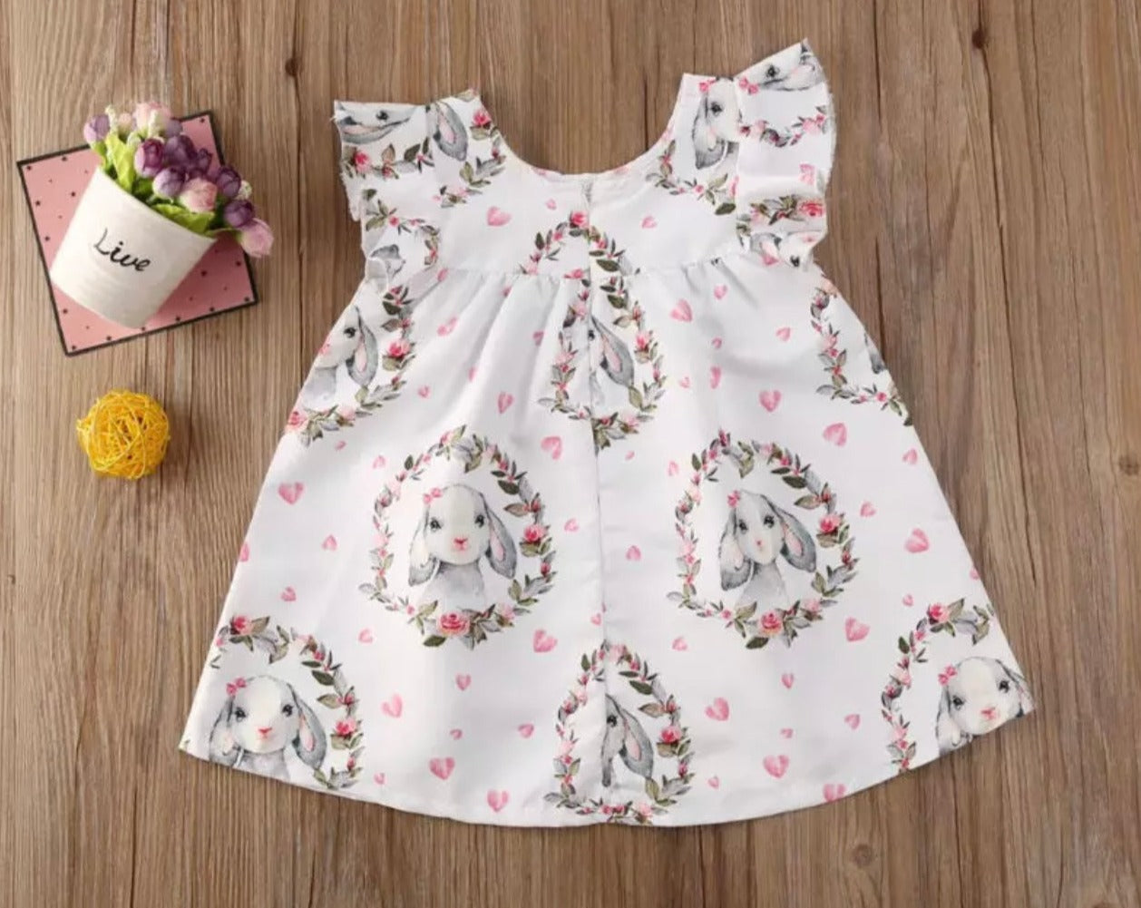 Baby Girl Custom Dress Bunny Print