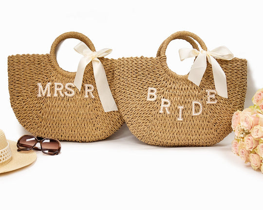 Custom Bride Straw Bag