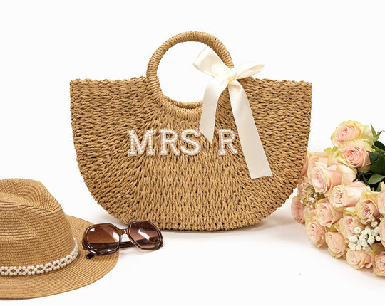 Custom Bride Straw Bag