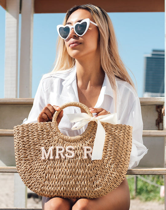 Custom Bride Straw Bag