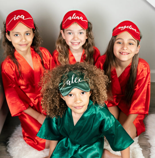 Birthday Sleepover Party Kids Masks Calligraphy font