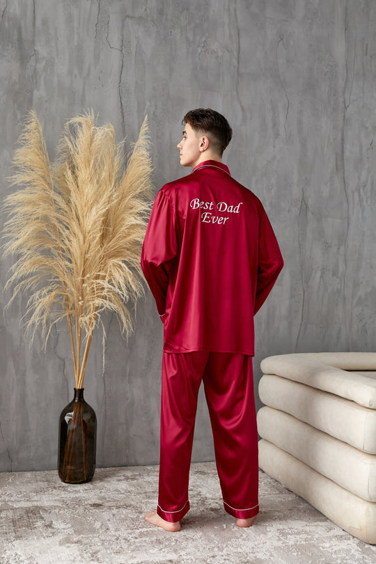 Long Men's Satin Pajama Set
