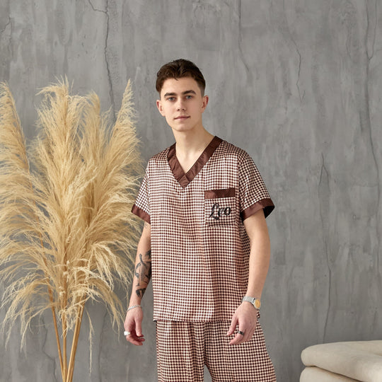 Short Personalized Satin Men's Pajamas