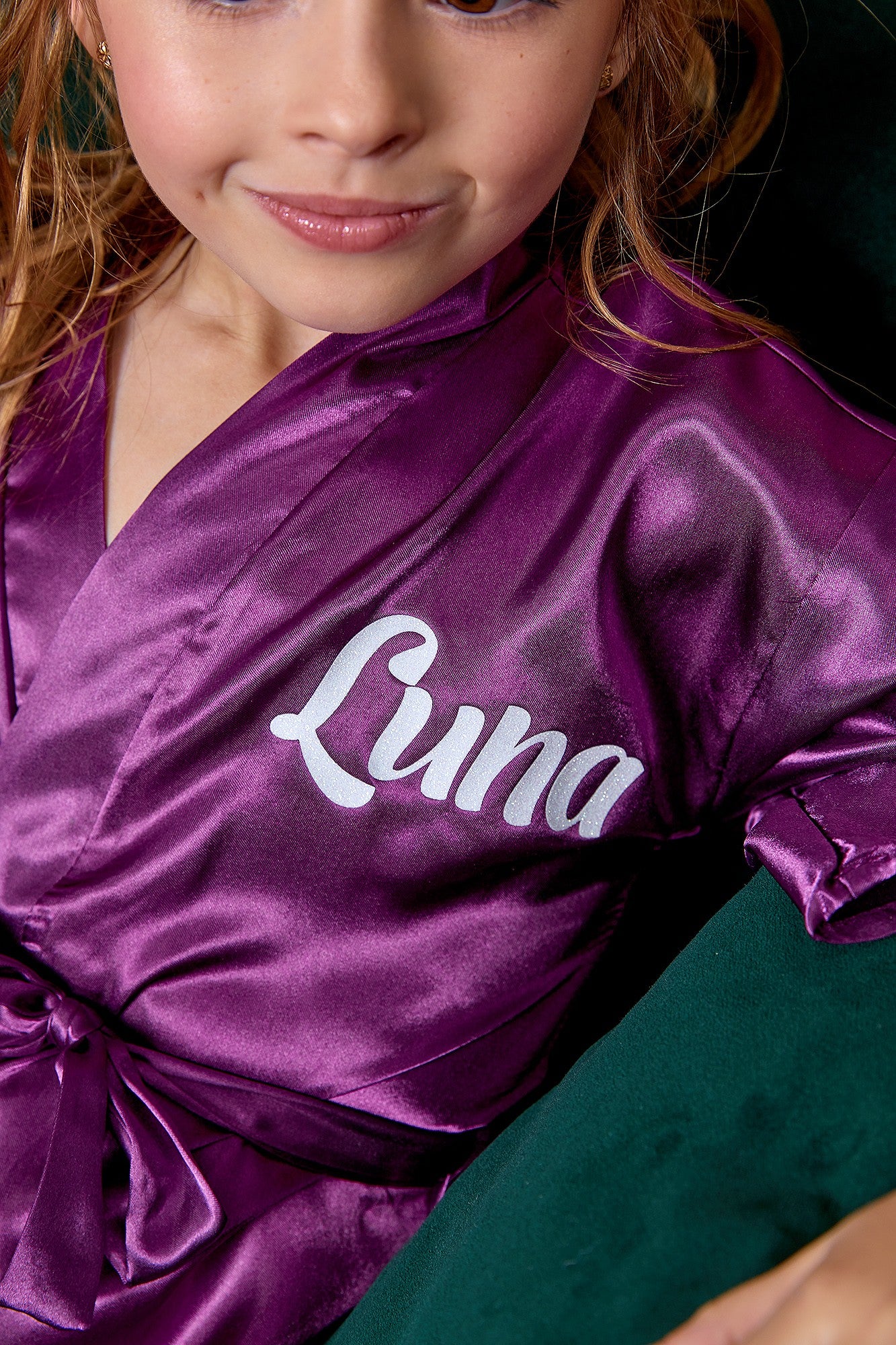 Customized Flower Girl Kids Satin Robes- Script