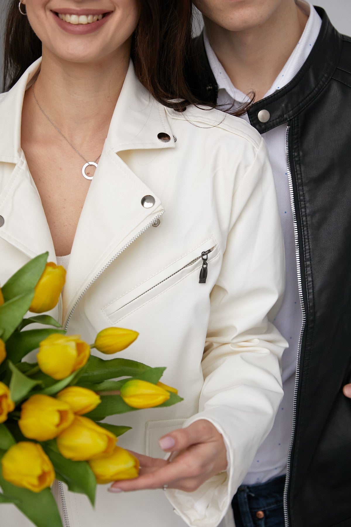 Just Married Custom Faux Leather Jacket for Bride and Groom - AUTUMN