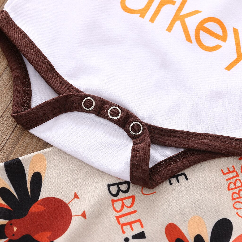 Baby Girls Boys 3Pcs Outfit Set Thanksgiving Turkey Suit -