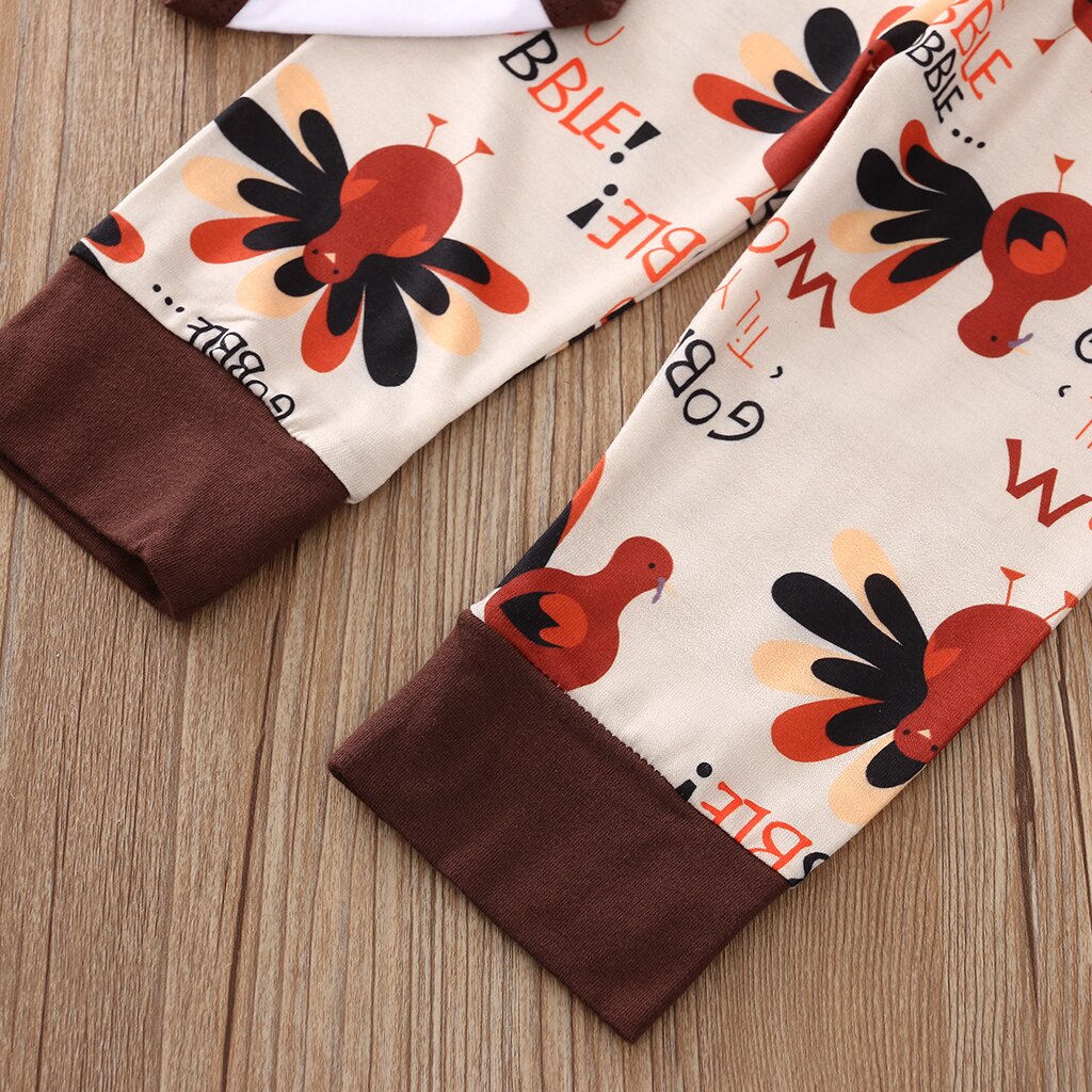 Baby Girls Boys 3Pcs Outfit Set Thanksgiving Turkey Suit -