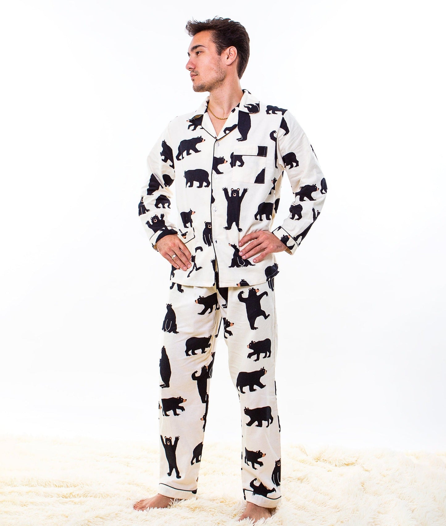 Bear Print Menโs Pajama Set - Menโs Pajamas