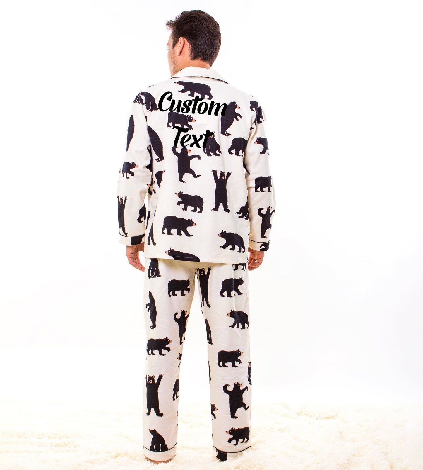 Bear Print Menโs Pajama Set - Menโs Pajamas