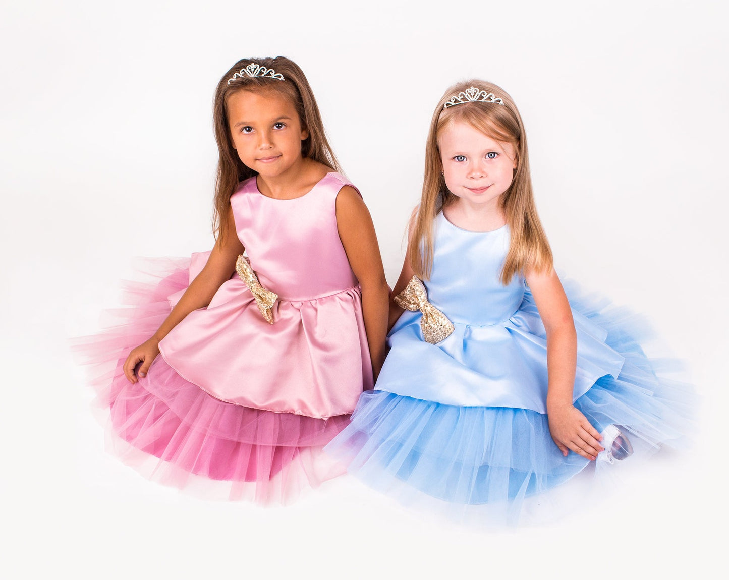 SAMPLE SALE! Flower Girls Short Satin Tutu Dress Gold Sequin Bow