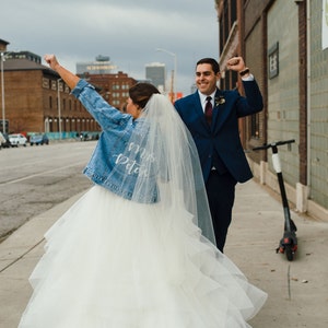Bridal Denim Jacket with Pearls - Custom jackets