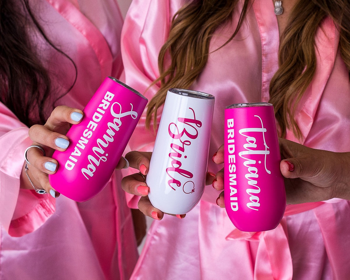 Bridesmaids Customized Metallic Champagne/ Wine Flutes -