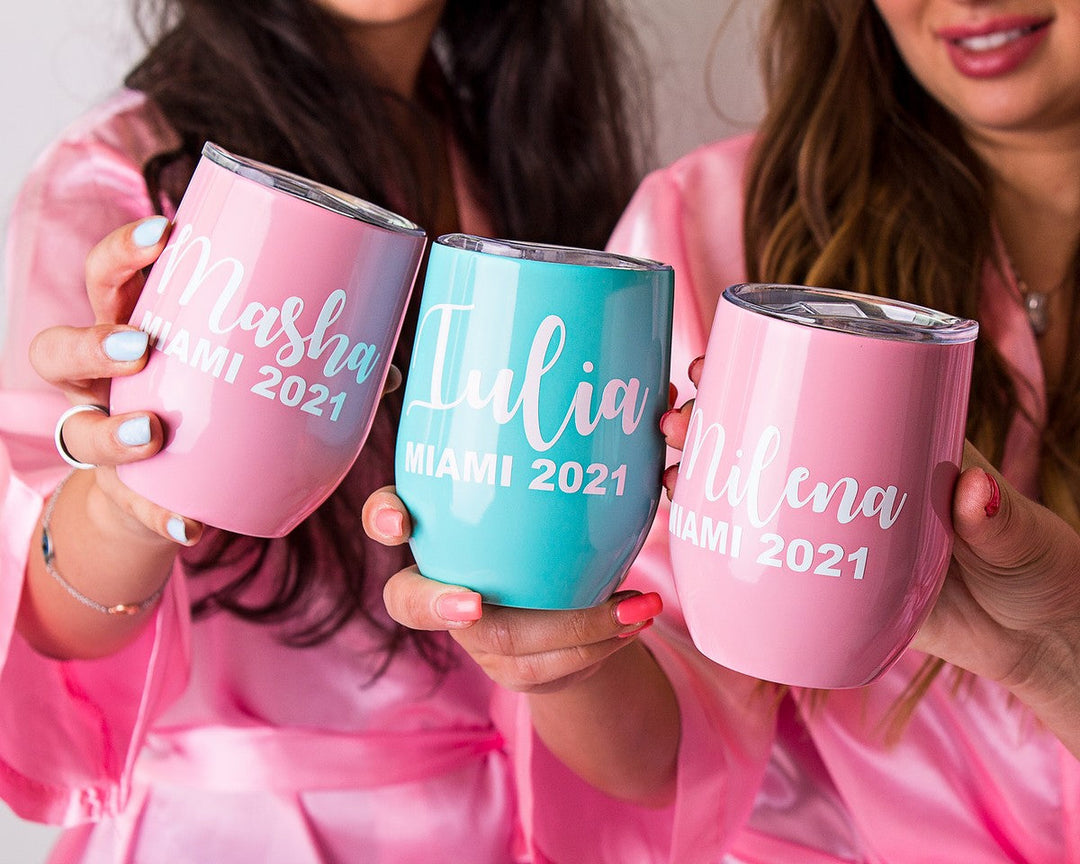 Bridesmaids Metallic Wine Tumblers - Tumblers