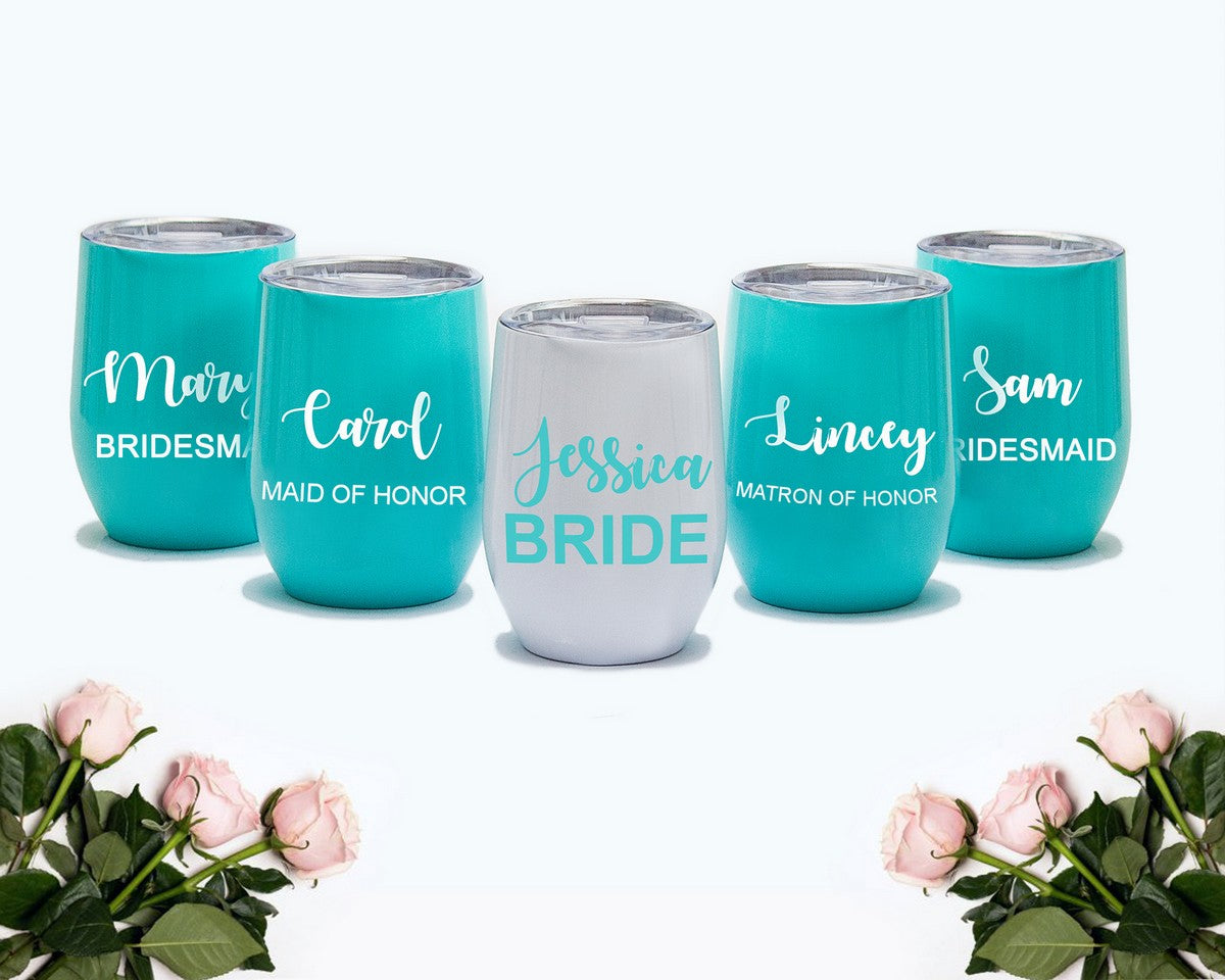 Bridesmaids Metallic Wine Tumblers - Tumblers