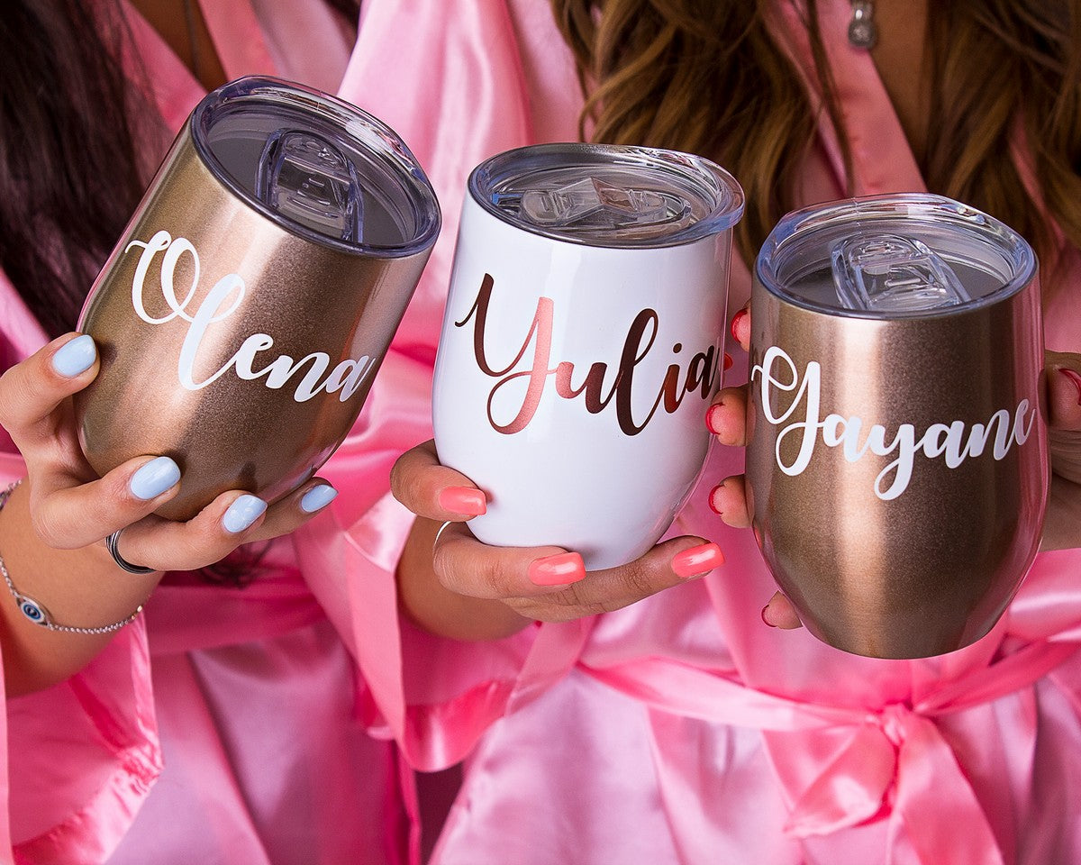 Bridesmaids Metallic Wine Tumblers - Tumblers
