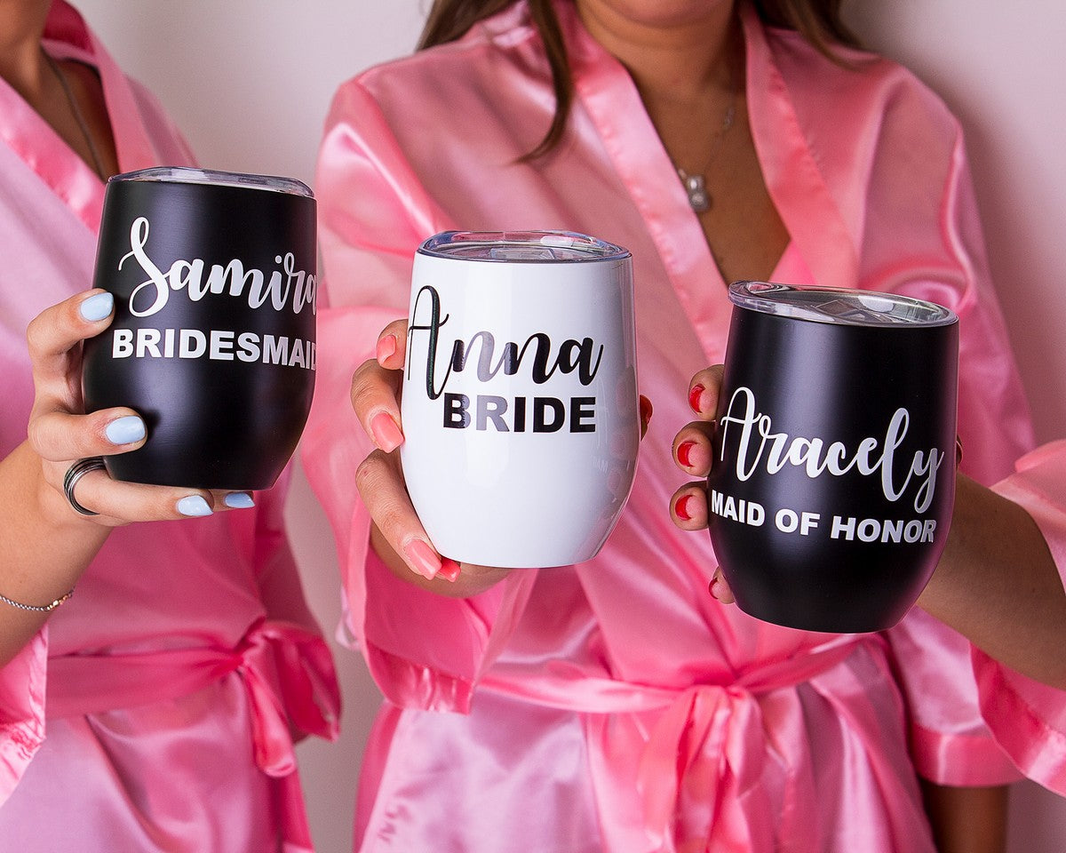 Bridesmaids Metallic Wine Tumblers - Tumblers