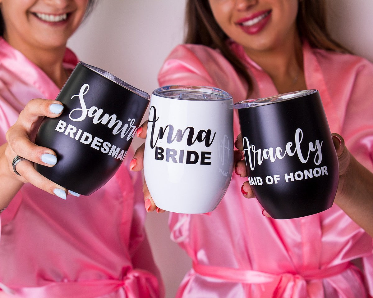 Bridesmaids Metallic Wine Tumblers - Tumblers