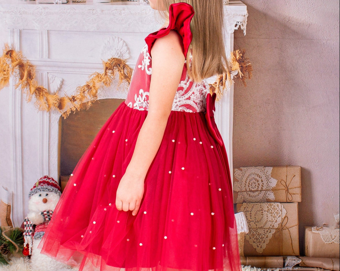 Christmas Girl Lace Dress - Kids clothes