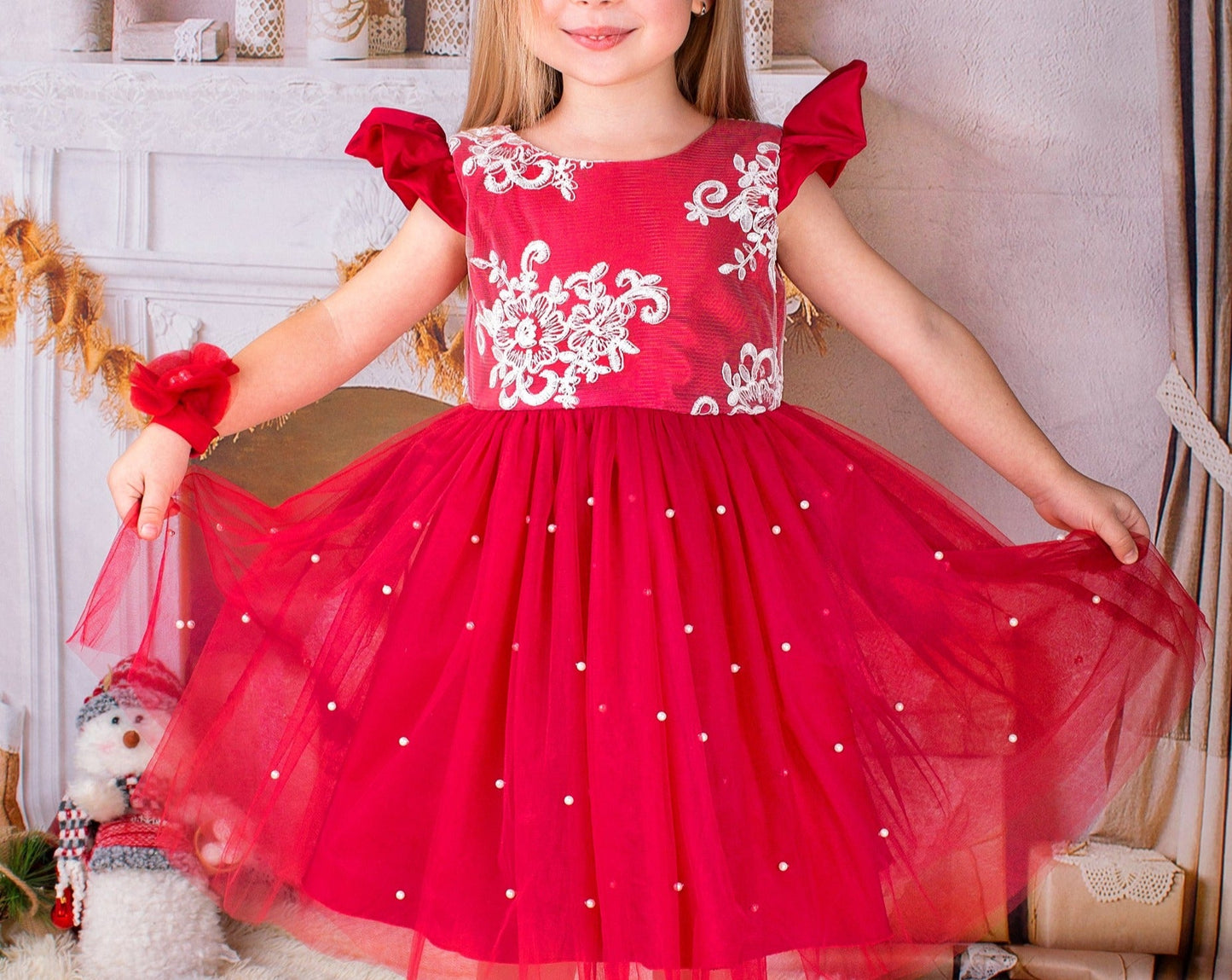 Christmas Girl Lace Dress - Kids clothes